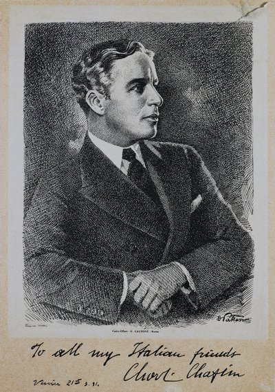 Portret van Sir Charles Spencer Chaplin (1889-1977), Engelse acteur en regisseur door John Ward Dunsmore