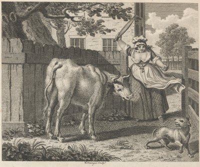 De kok-maid, de draaispit en de os door W. Grainger