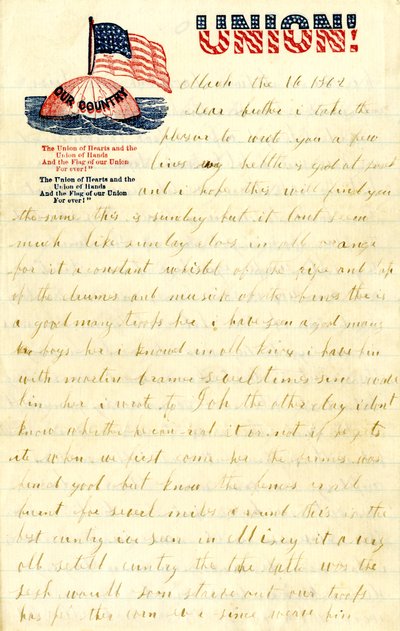 Brief van W. H. Dennis aan broer, 16 maart 1862 door W. H. Dennis