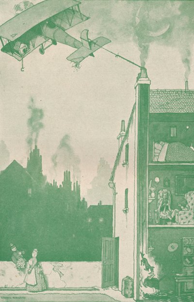 Een verlaten jonge piloot die iemand anders rantsoenen toe-eigent, c1918 1919 door William Heath Robinson
