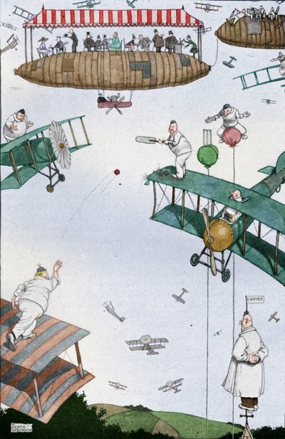 Een Luchtig Cricketwedstrijd van de Toekomst, ca. 1918-1919 door William Heath Robinson