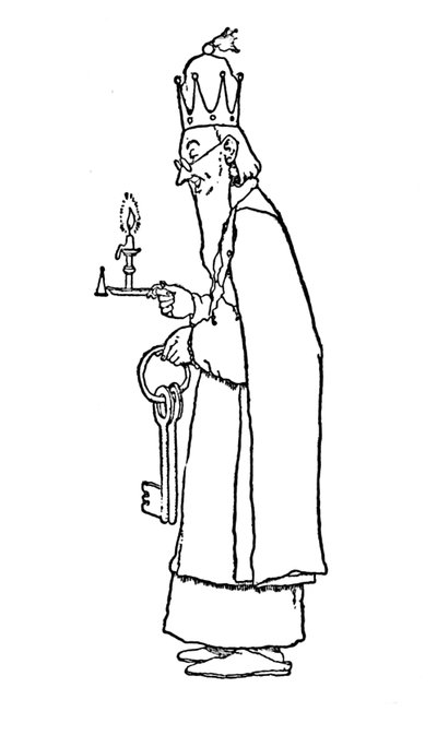 De Oude Koning Ging Zelf Naar Buiten Om Het Te Openen, ca. 1930 door William Heath Robinson