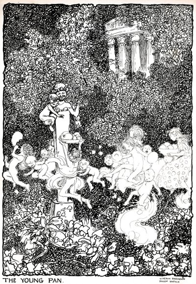 De jonge Pan - Fase één, ca. 1920 door William Heath Robinson