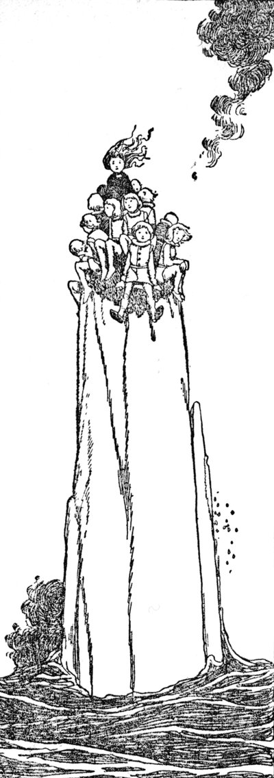 Er was net genoeg ruimte voor haar en hen, ca. 1930 door William Heath Robinson