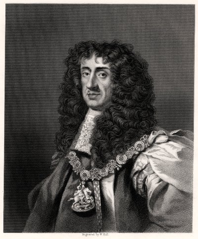 Karel II, koning van Groot-Brittannië en Ierland, 19e eeuw door W. Holl