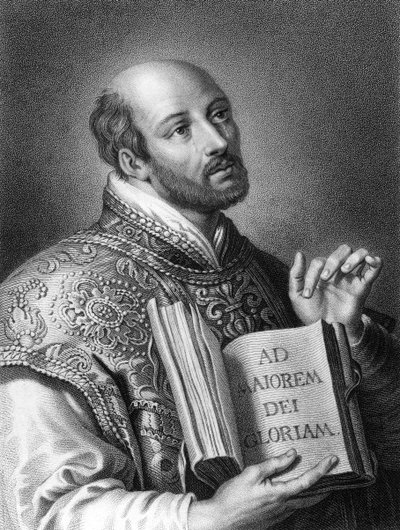 St. Ignatius van Loyola, 16e-eeuwse Spaanse soldaat en oprichter van de Jezuïeten, 1836 door W. Holl