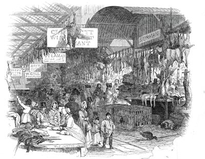 Leadenhall Markt, op Kerstavond, 1845 door W. J. Linton