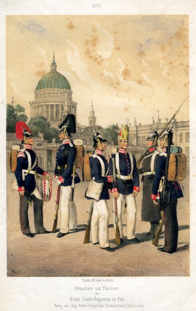 Grenadiers en fuseliers van het Pruisische leger, 1857 door W Korn