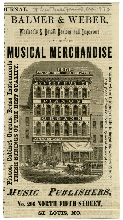 Balmer en Weber Groothandel en Detailhandel Dealers en Importeurs van Muzikale Merchandise, 206 North Fourth Street. door W. Mackwitz
