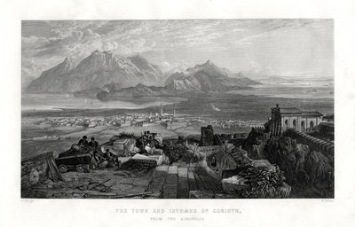 De Stad en de Landengte van Korinthe vanaf de Akropolis, Griekenland, 1887 door W. Miller