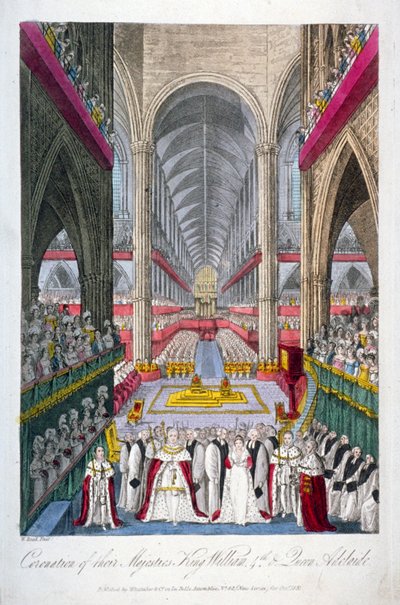 Kroning van Willem IV en koningin Adelaide in Westminster Abbey, Londen, 1831 door W Read