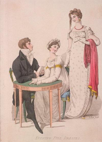 Twee vrouwen en een man in volledige avondkleding, c1810 door W Read