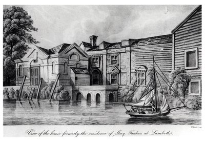 Uitzicht op het Huis dat voorheen de Residentie was van Guy Fawkes in Lambeth, ca. 1850 door W. Read