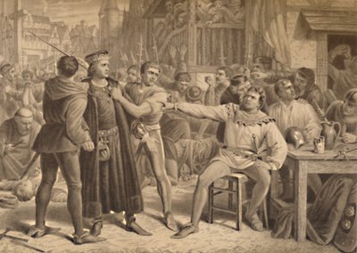 Lord Saye en Sele voor Jack Cade gebracht, 1886 door W Ridgway