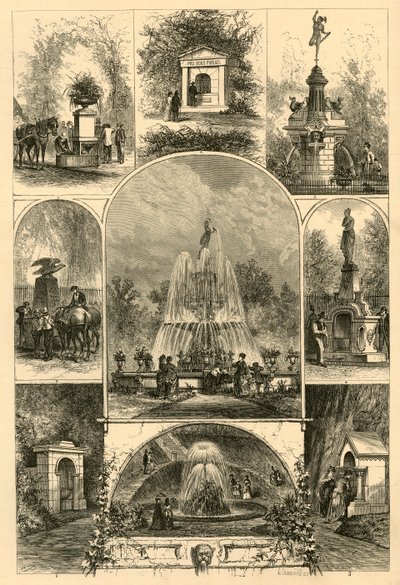 Fonteinen in Philadelphia, 1874 door W. Roberts