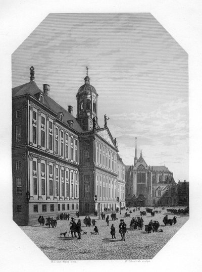 Stadhuis in Amsterdam, Nederland, c1870 door W. Steelink