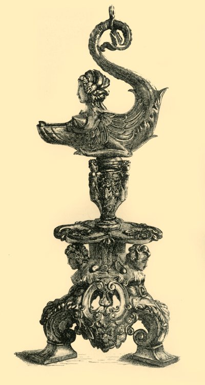 Lamp in de vorm van een Sfinx-achtig Zeedier door W. W. McCarty