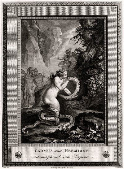 Cadmus en Hermione, veranderd in slangen, 1776 door W. Walker
