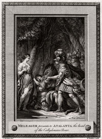 Meleager presenteert aan Atalanta het hoofd van het Callydonische Zwijn, 1774 door W. Walker