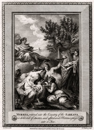 Myrrha, teruggetrokken in het Land van de Sabeërs, bevalt van Adonis door W. Walker