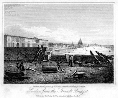 Londen vanaf de Strandbrug, 1816 door W. Wallis