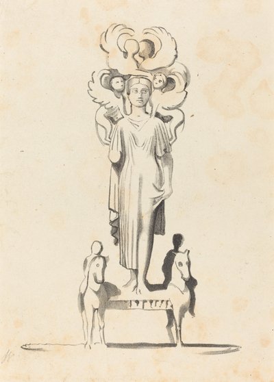 Bronzen figuur van Minerva, gevonden in de grafheuvel van Achilles door W. Walton after John Flaxman