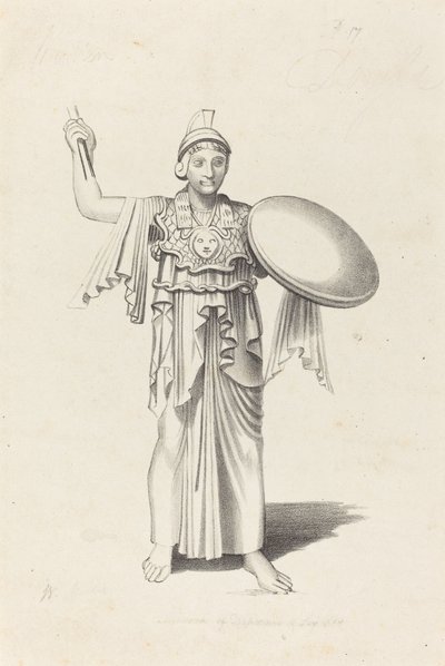 Minerva, van een bronzen beeld door Daedalus door W. Walton after John Flaxman