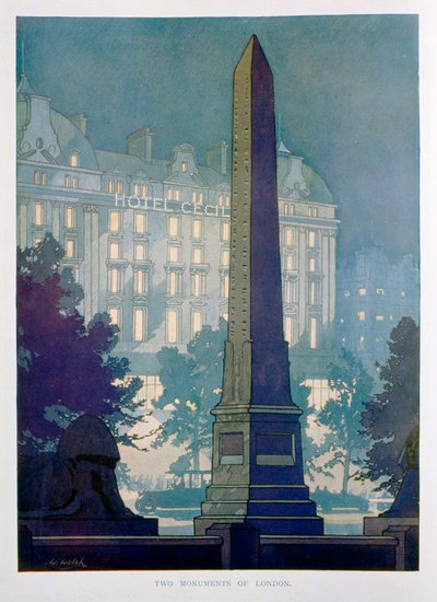 Twee Monumenten van Londen, advertentie voor het Hotel Cecil, 1925 door W. Welsh