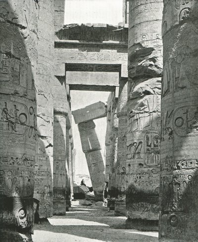 Zuilen van de Hypostyle Hal, Karnak, Egypte door W and S Ltd