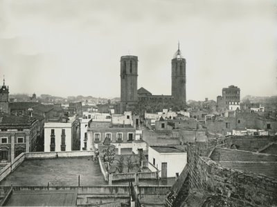 Deel van de oude stad met kathedraal, Barcelona, Spanje door W and S Ltd