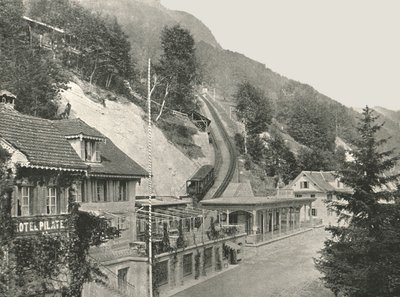 Startpunt van de Pilatus-spoorweg, Alpnachstad, Zwitserland, 1895 door W and S Ltd