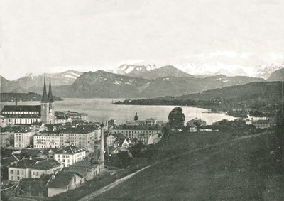 Uitzicht op Luzern en zijn bergen, Zwitserland, 1895 door W and S Ltd