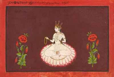 Saraswati, folio uit een Godinnenserie, ca. 1680-1700 door Wajid
