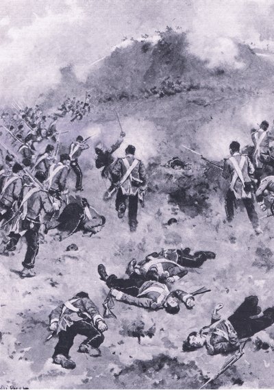 Aanval op de Redan, illustratie uit Britse gevechten op land en zee, 1915 door Wal Paget