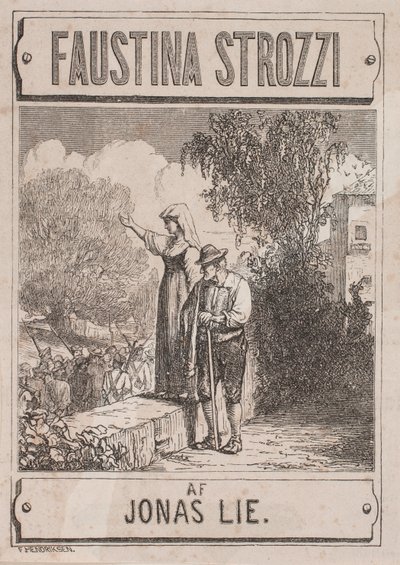 Titelblad voor Jonas Lie, "Faustina Strozzi" door Waldemar Bøhme