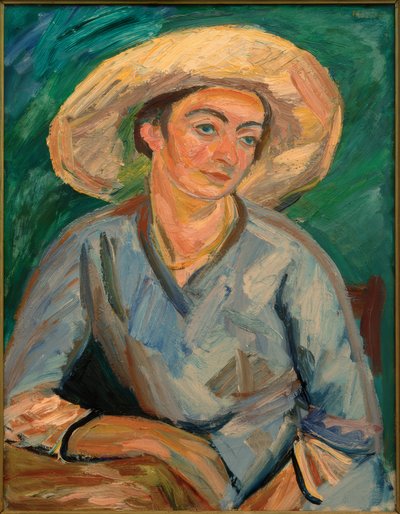 Vrouw met hoed (Oda Rösler) door Waldemar Rosler