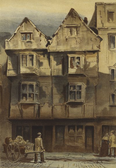 Oude huizen, Wych Street, einde van Drury Lane door Waldo Sargeant