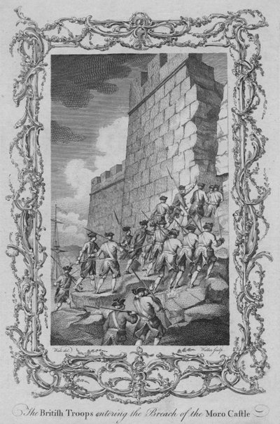De Britse troepen betreden de bres van het Moro-kasteel, ca. 1770s door Walker