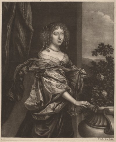 Portret van een Dame naast een Rozenstruik door Wallerant Vaillant