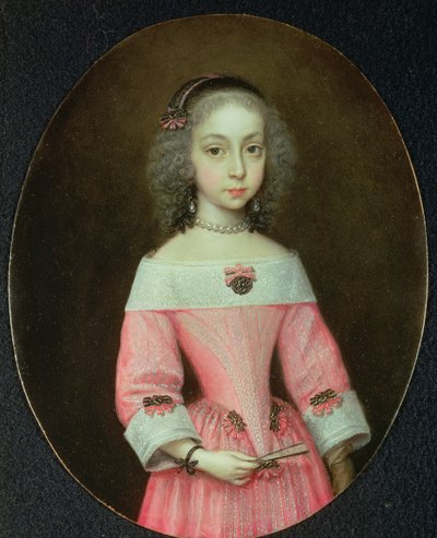 Portret van een jong meisje met een waaier door Wallerant Vaillant