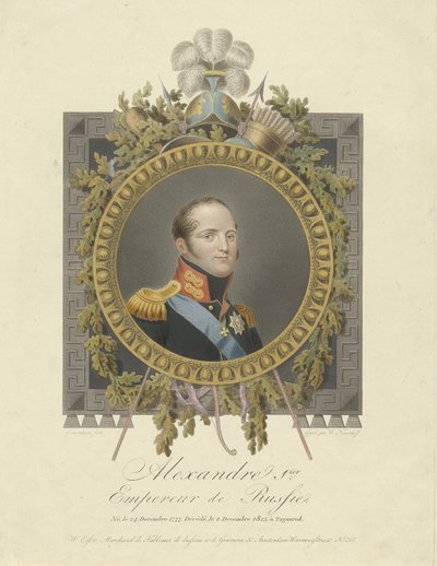 Portret van Keizer Alexander I 1777-1825, 1825 door Walraad Nieuwhoff