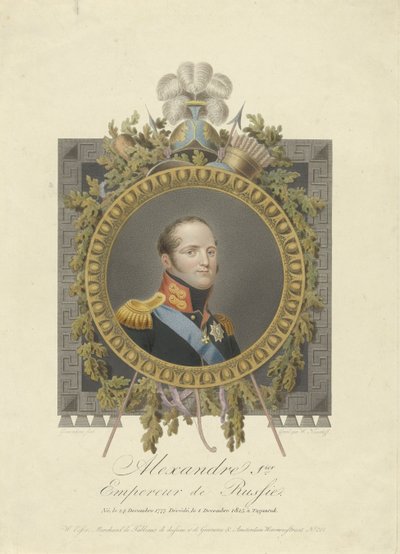 Portret van Tsaar Alexander I van Rusland door Walraad Nieuwhoff