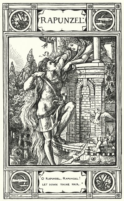Rapunzel (gravure) door Walter (after) Crane