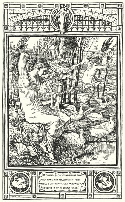 Het Gansmeisje (gravure) door Walter (after) Crane