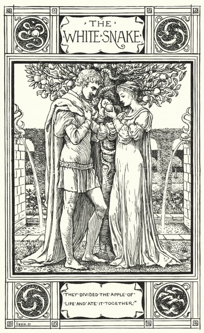 De Witte Slang (gravure) door Walter (after) Crane