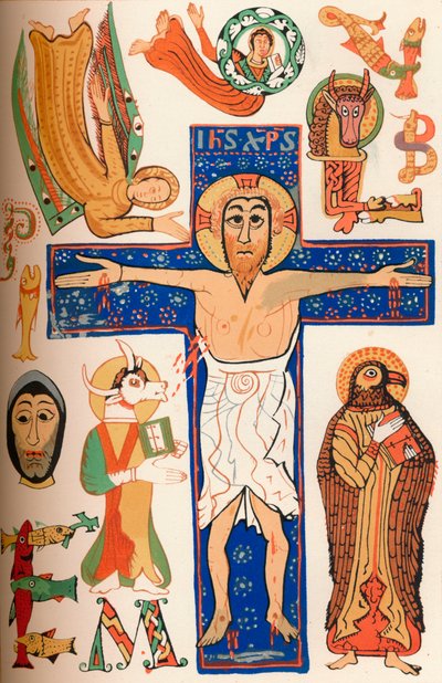 Kruisiging met versierde letters, c790 AD, 1849 door Walter