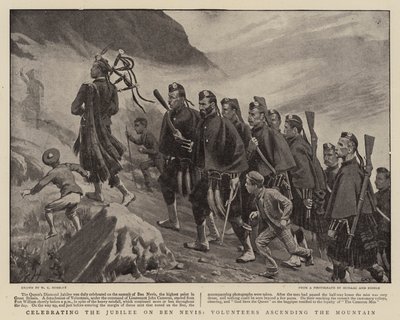 Het jubileum vieren op Ben Nevis, vrijwilligers beklimmen de berg door Walter Charles Horsley