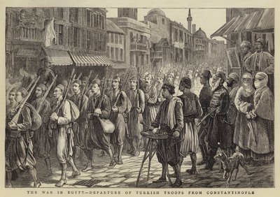 De oorlog in Egypte, vertrek van Turkse troepen uit Constantinopel door Walter Charles Horsley