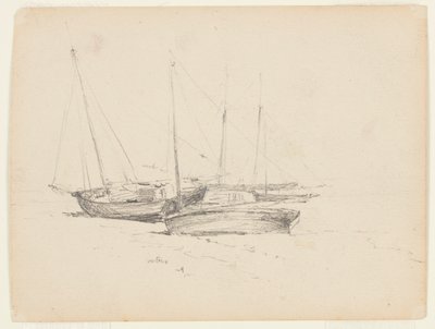 Vissersboten aan de kust door Walter Clark