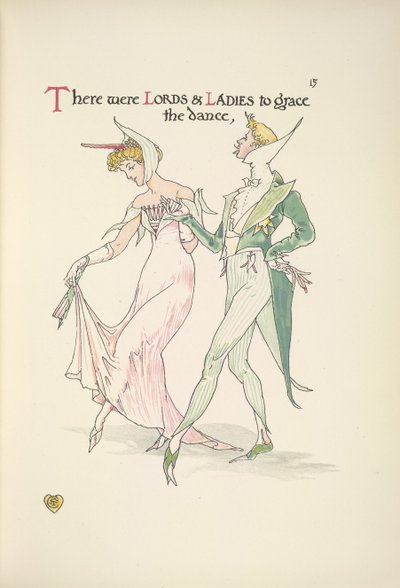 Een jonge man en vrouw die zich voorbereiden om te dansen door Walter Crane